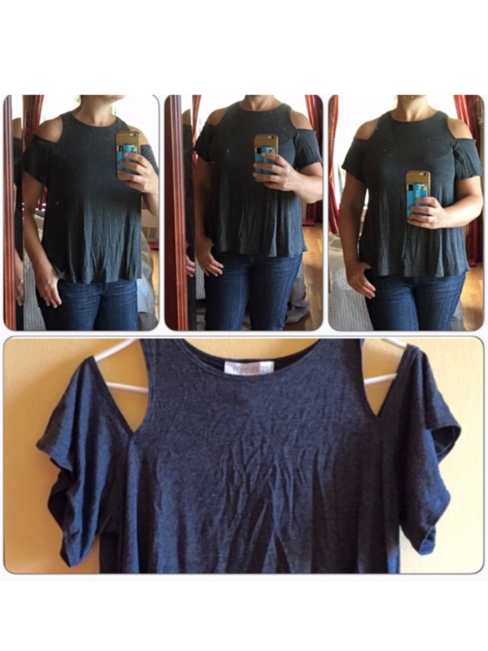 Off shoulder gray tee shirt new with tags